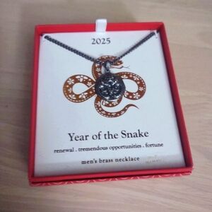 Lunar New Year of The Snake Silver Brass Pendant Necklace